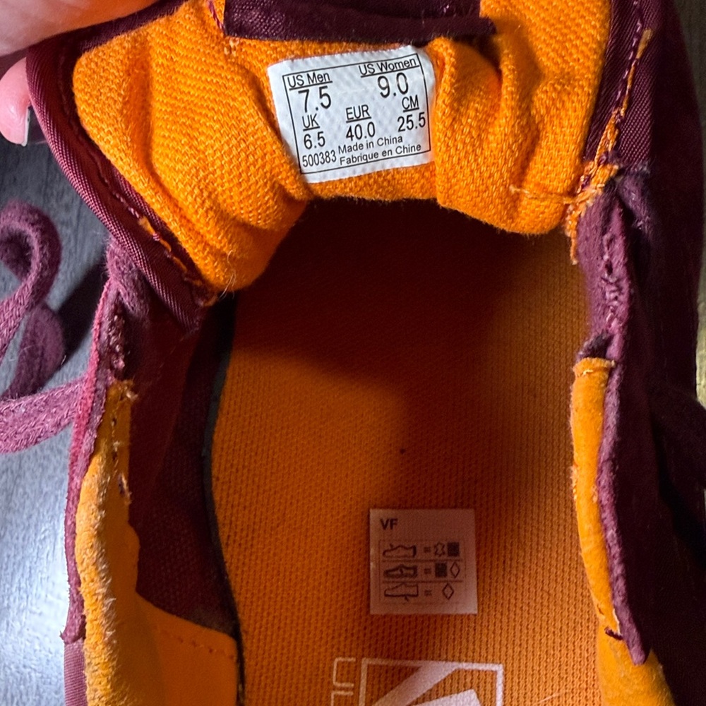 Vans Burgundy Suede Sneakers with Orange Interior - Picture 6 of 6